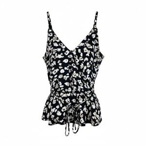 White‎ House Black Market Animal Print Sleeveless Blouse Wrap Tie Top S
